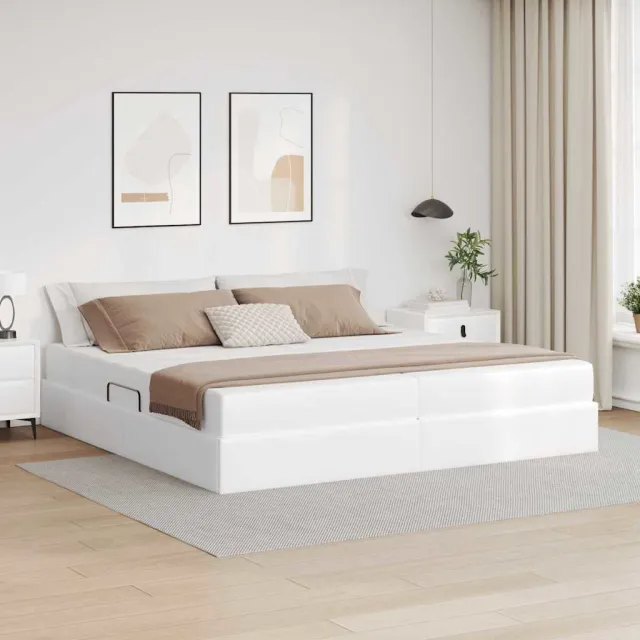 vidaXL Opslag bed met matras met opslag 2 st Wit Leer