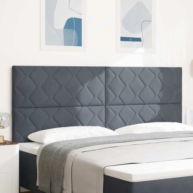 vidaXL LED Hoofdbord Donkergrijs Fluweel