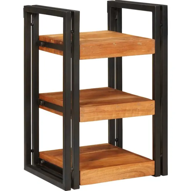 vidaXL Nachtkastje Bruin en zwart 38 x 33 x 58 cm Massief Hout Acacia