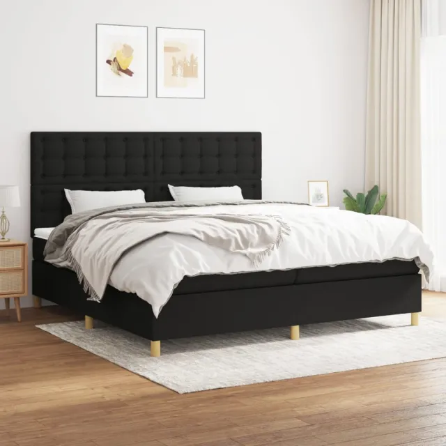 vidaXL Boxspring met matras stof zwart 200x200 cm