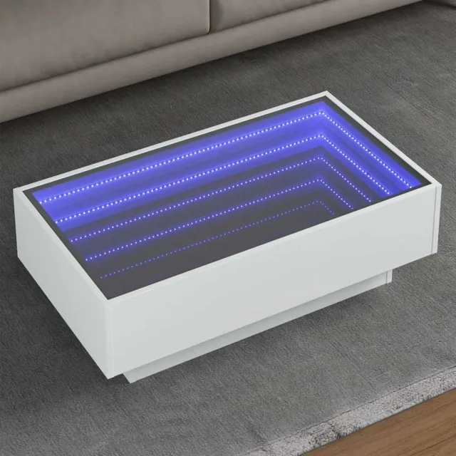vidaXL Salontafel met LED 90x50x30 cm bewerkt hout wit, foto 2