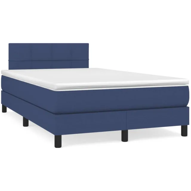 vidaXL Boxspring met matras en LED stof blauw 120x190 cm