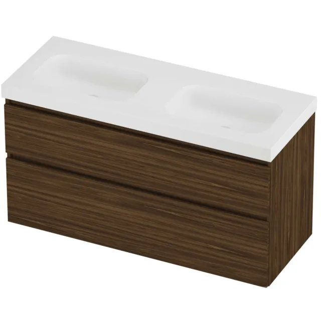 Proline Haga Badmeubelset Polystone Mezza 120x46x66 cm Mat White Cabana Oak Eiken