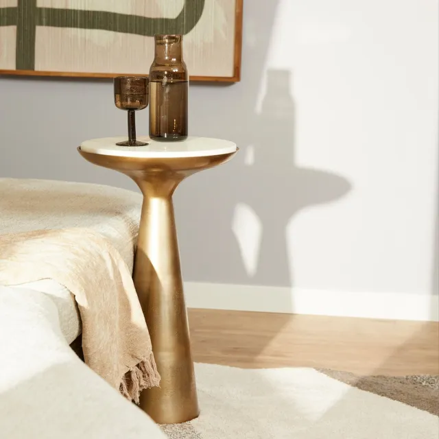 Starfurn Bijzettafel Essy Small Wit Marmer 38cm