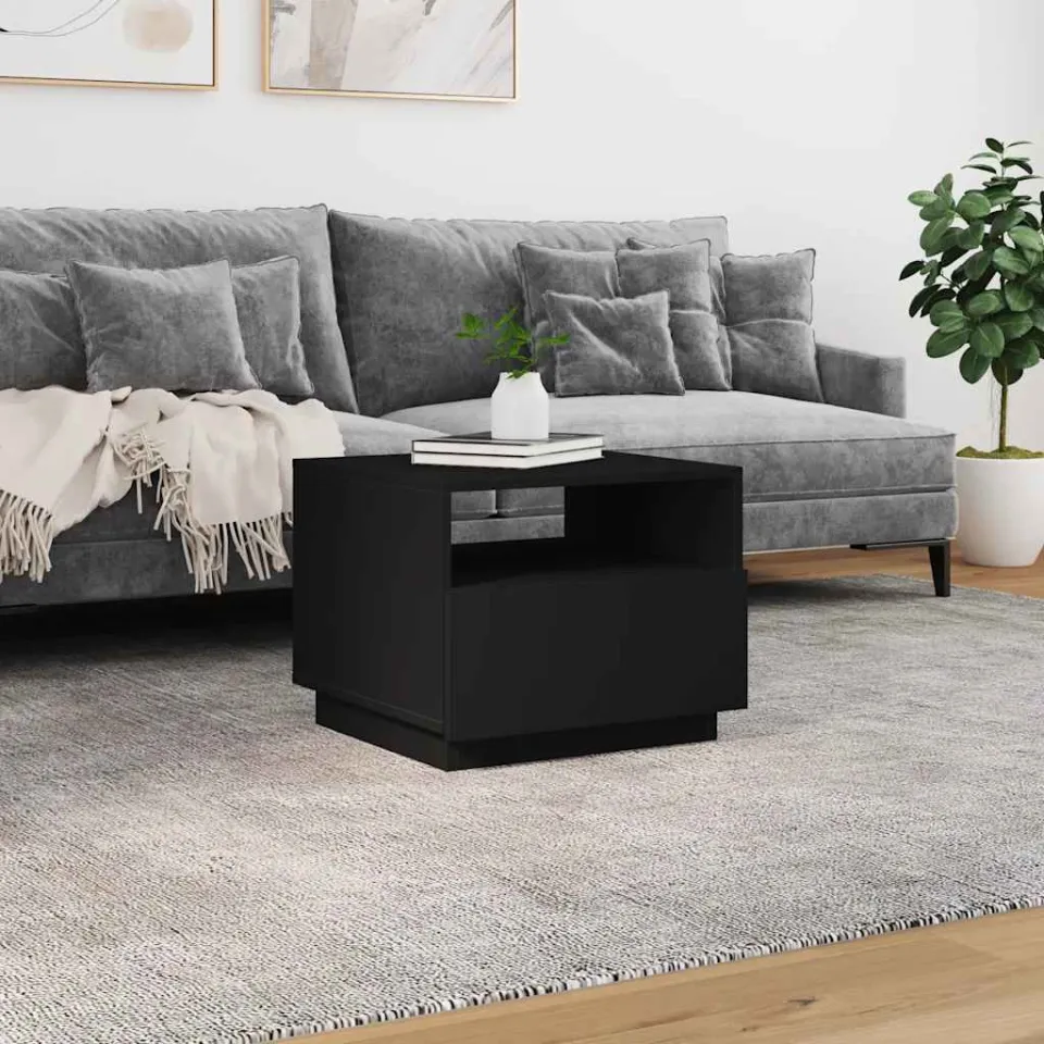 vidaXL Salontafel met LED-verlichting 50x49x40 cm zwart, foto 2