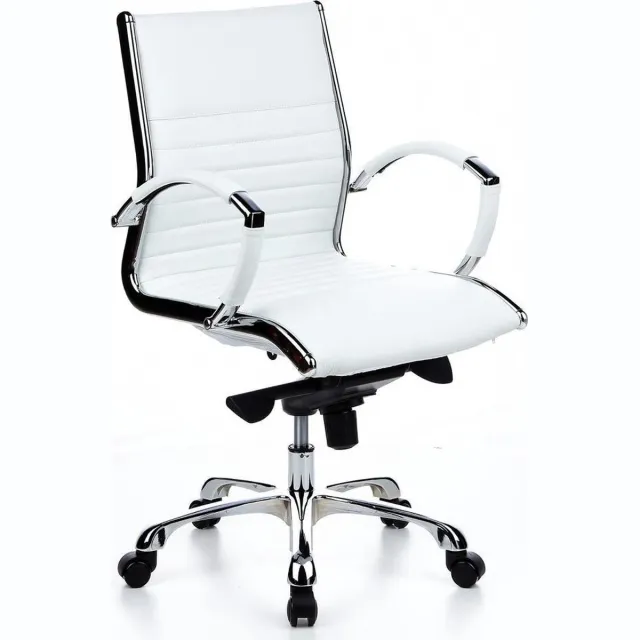 hjh office Parma 10 - Bureaustoel - Leder wit - Chroom