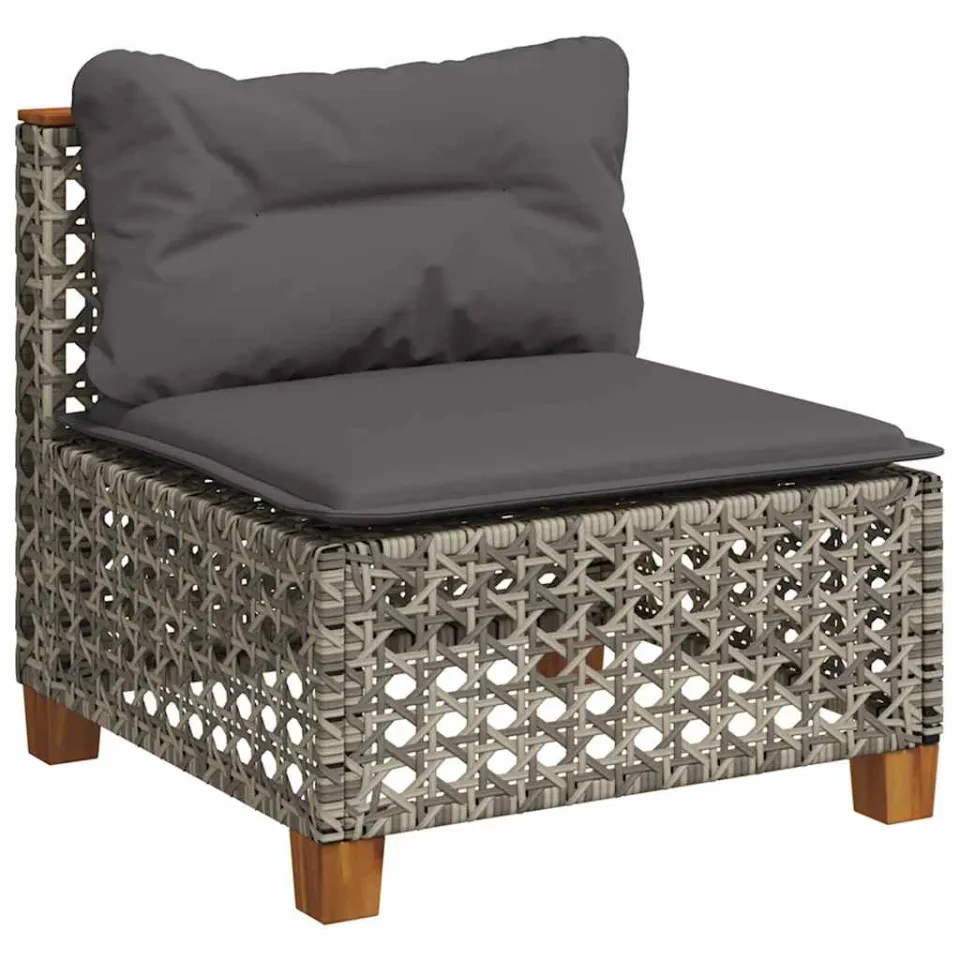 vidaXL 7-delige Loungeset met kussens poly rattan grijs