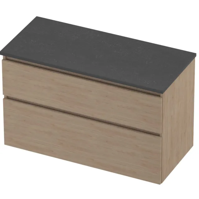 Proline Deck Badmeubelset Hardsteen Asymmetrisch 100x46x55 cm Blue Stone Ideal Oak Eiken