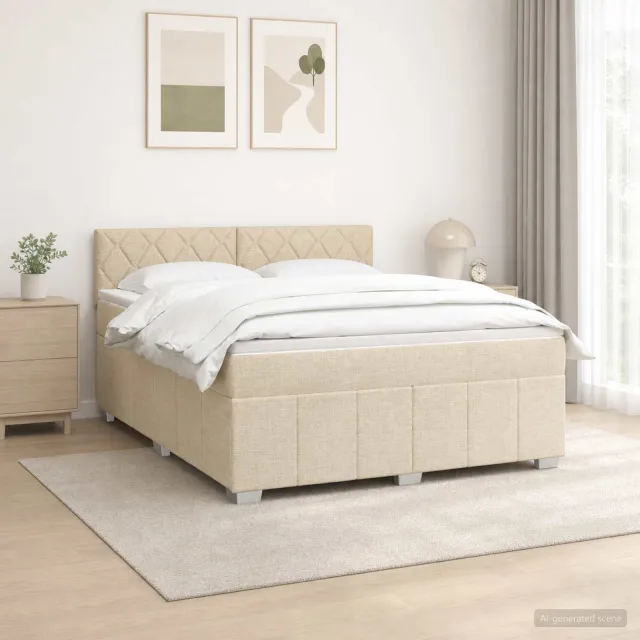 vidaXL Boxspringbed met matras Crèmekleurig 140 x 190 cm Stof