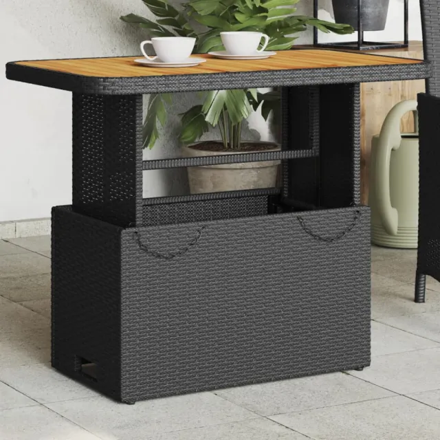 vidaXL Tuintafel 90x55x71 cm poly rattan en massief acaciahout zwart, foto 2