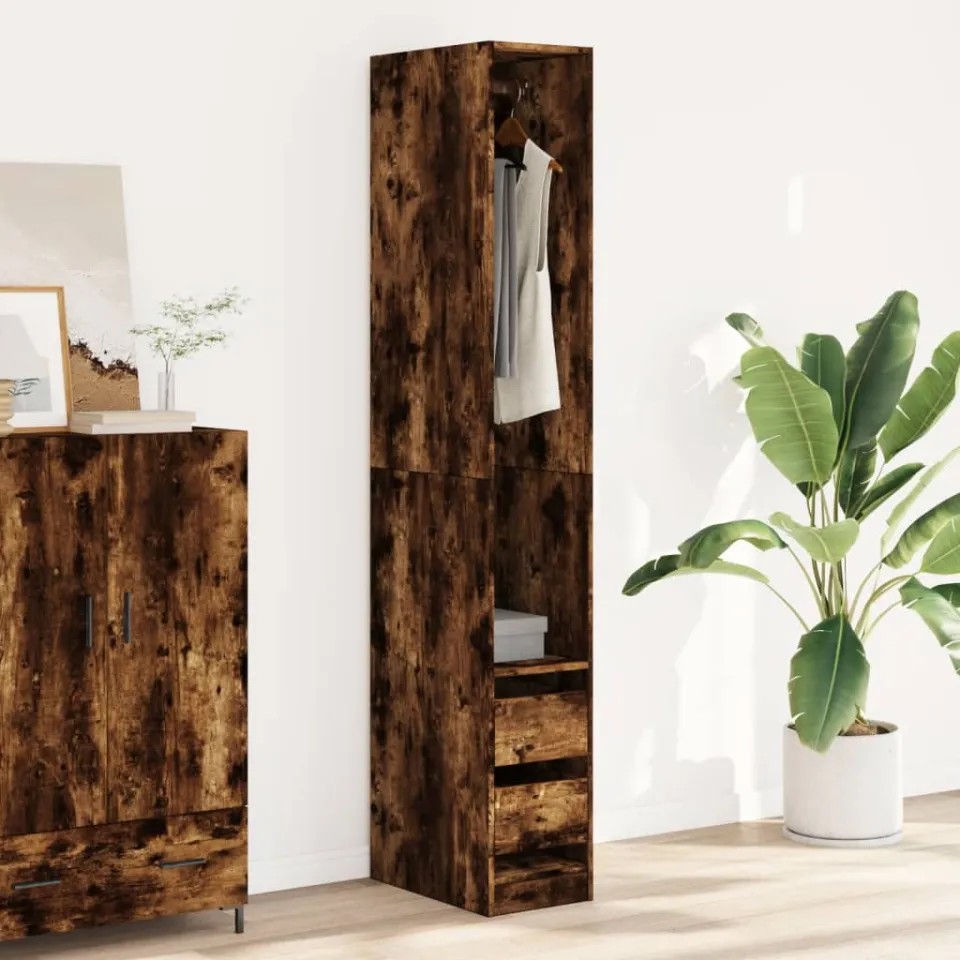 vidaXL Kledingkast 30x50x200 cm bewerkt hout gerookt eikenkleurig, foto 2