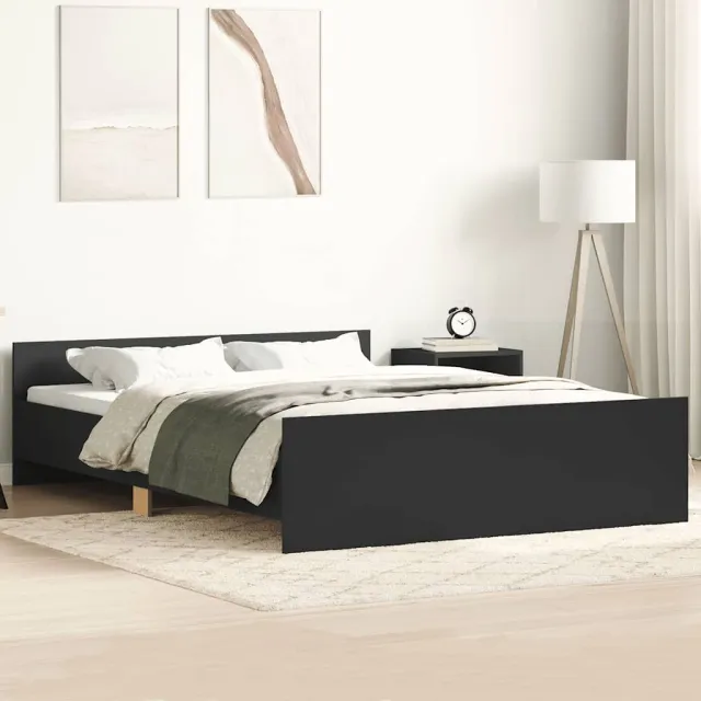 vidaXL Bedframe met hoofd- en voeteneinde zwart 120x200 cm