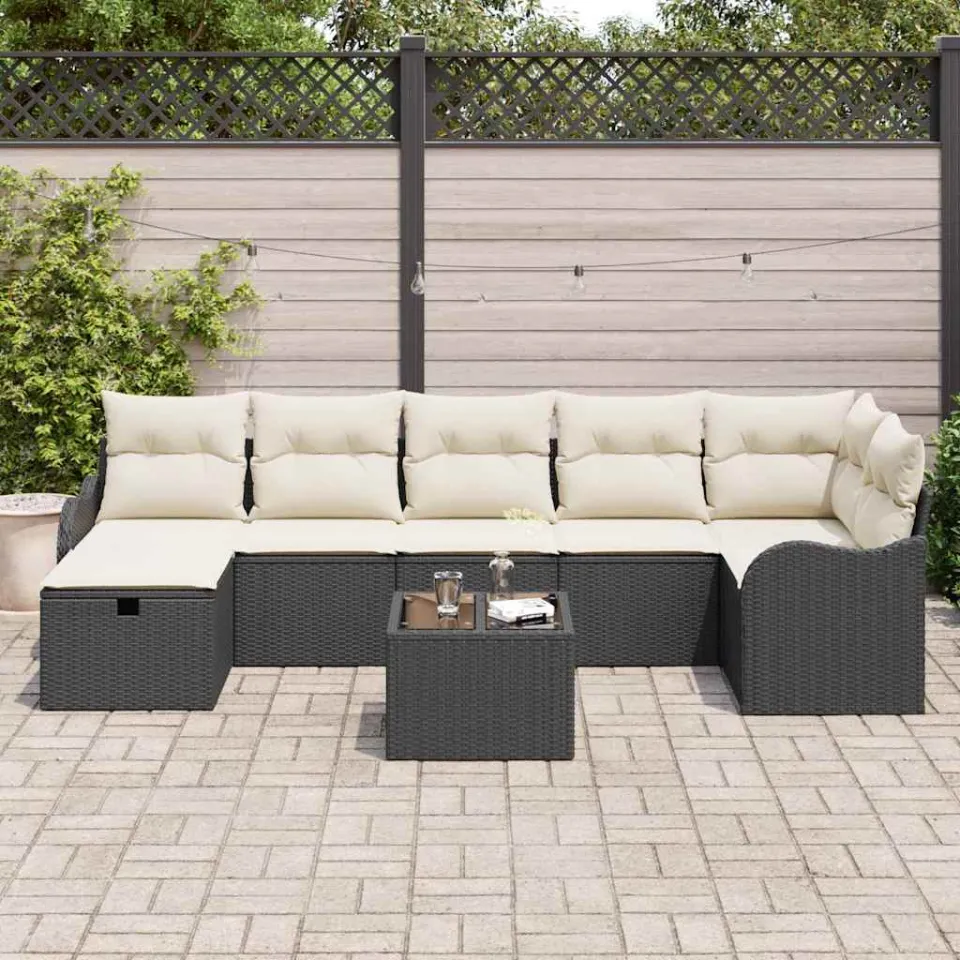 vidaXL Tuin Sofa Set 8 st Poly riet beige, foto 3