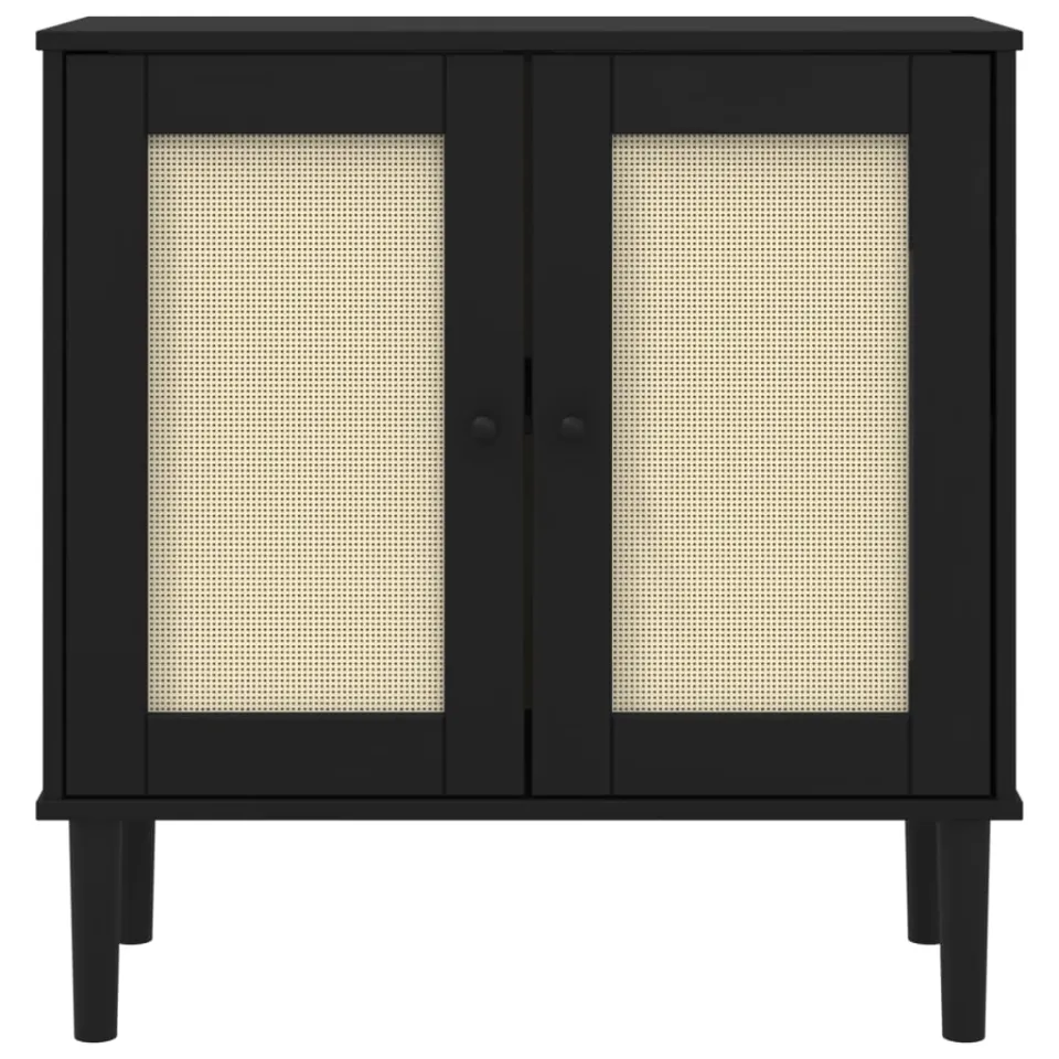 vidaXL Dressoir SENJA 80x35x80 cm rattan look massief grenenhout zwart