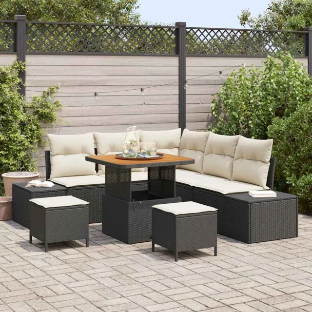 vidaXL Tuinbankenset 8 st Zwart Poly riet, foto 2