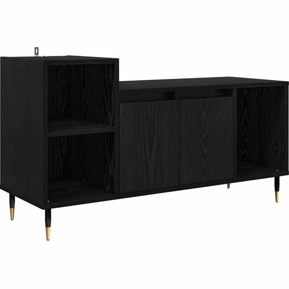 vidaXL TV-kast 100 x 35 x 55 cm Zwart Eiken Bewerkt hout