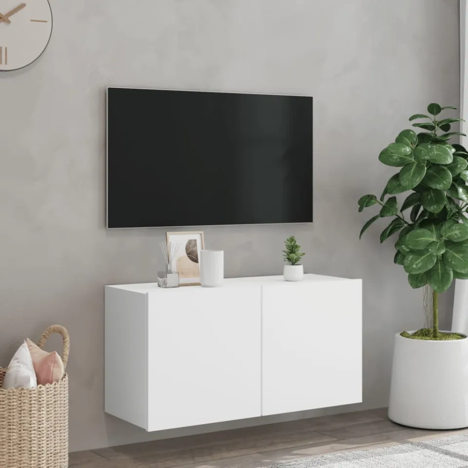 vidaXL Tv-meubel wandgemonteerd 80x30x41 cm wit, foto 3
