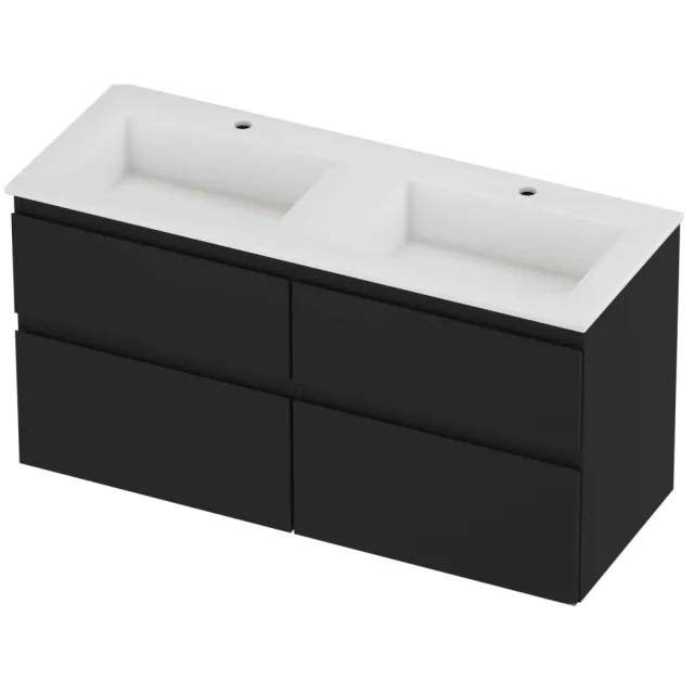 Proline Aristo Badmeubelset Polystone Elegant 4 Laden 120x46x62 cm Glans Wit Mat Zwart
