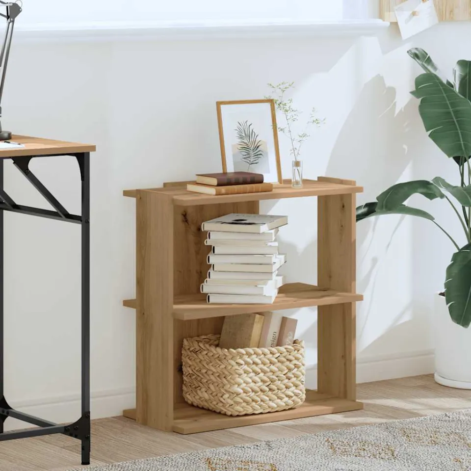 vidaXL Boekenkast 3-laags 60x30x60 cm bewerkt hout artisanaal eiken, foto 2