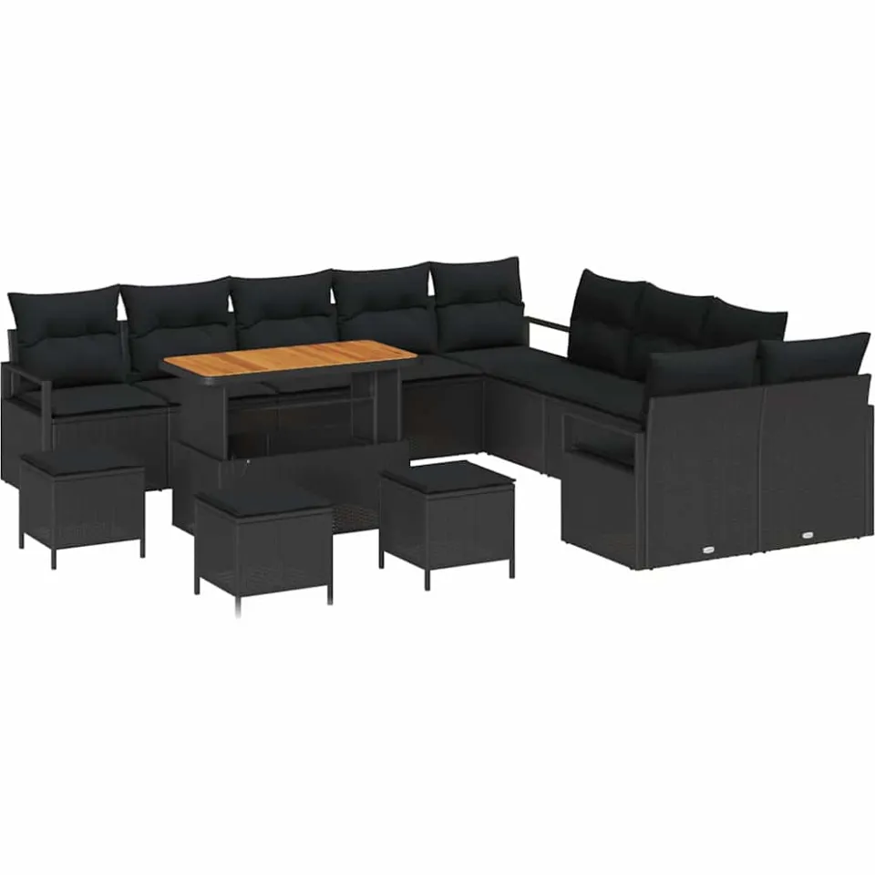vidaXL Tuinbankenset 14 st Zwart poly rattan