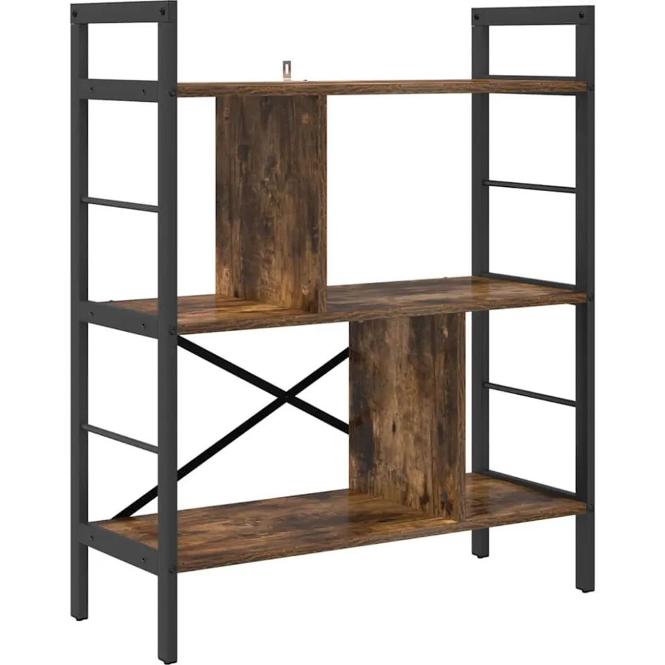vidaXL Boekenkast 5-laags 75 x 30 x 91 cm Bewerkt hout Gerookt eiken, foto 3
