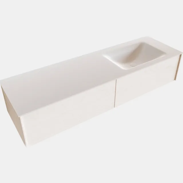 Boss & Wessing Badkamermeubel BWS Madrid Wit 150x45x30 cm Mat Witte Solid Surface Wastafel Rechts (2 lades, 0 kraangaten)