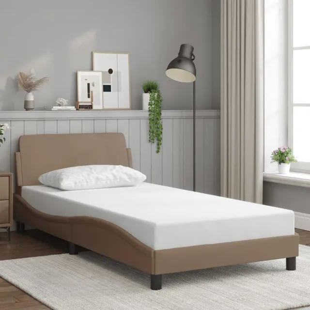 vidaXL Bedframe "Dover" kunstleer cappuccinokleurig 100x200 cm Bruin