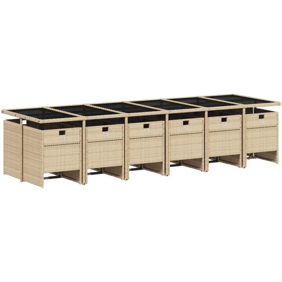 vidaXL 13-delige Tuinset met kussens poly rattan gemengd beige, foto 4