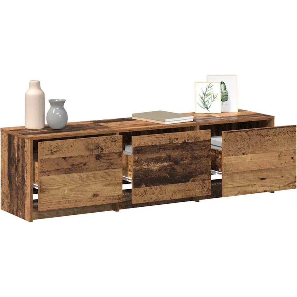 vidaXL TV-kast met LED 140 x 34 x 40 cm Oud hout Geconstrueerd hout Bruin
