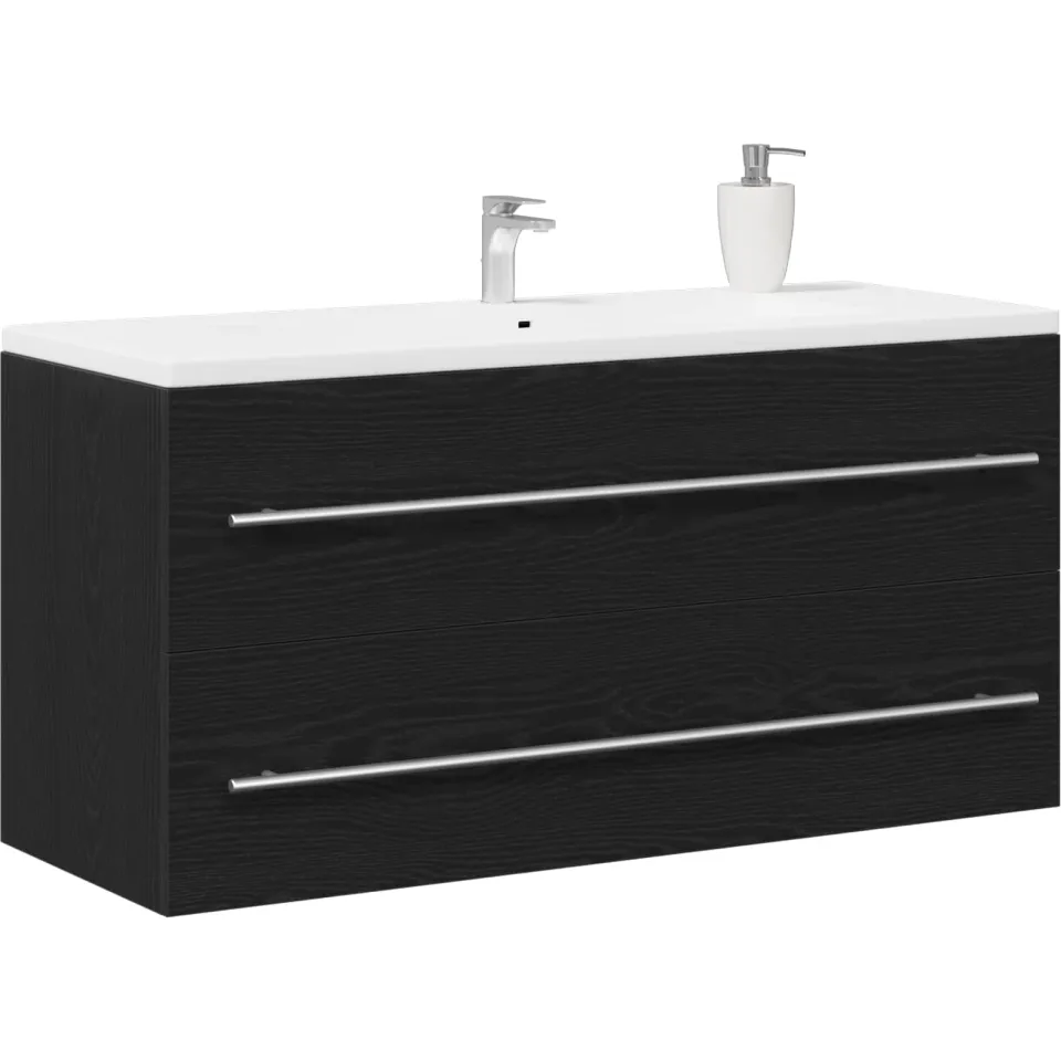vidaXL Badkamerwastafelkast Zwart Eiken 100x38,5x48 cm Bewerkt Hout