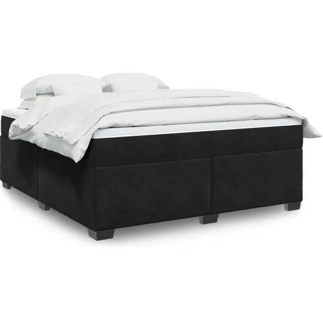 vidaXL Boxspring met matras fluweel zwart 180x200 cm