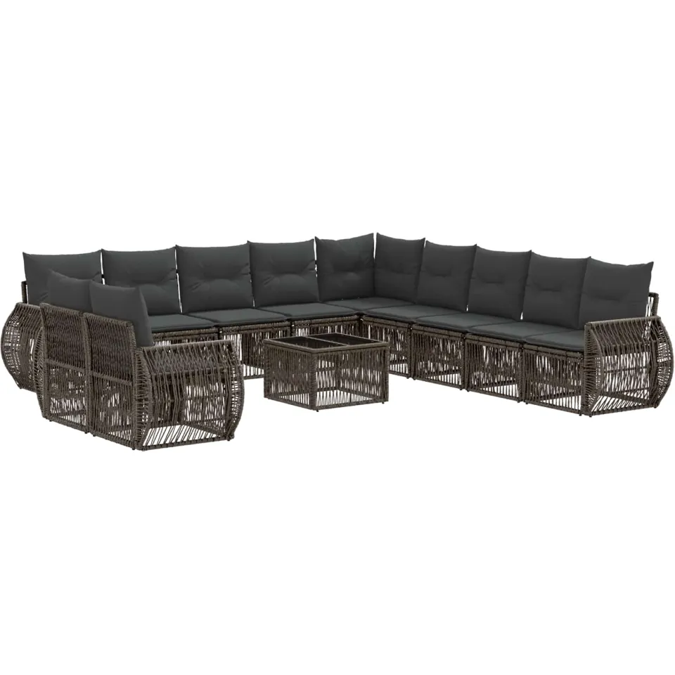 vidaXL Tuinbankenset 12 st Grijs en Donkergrijs poly rattan, foto 3