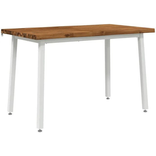 vidaXL Eettafel - met - levendige - rand - 120 - x - 70 - x - 75 - cm Natuurlijk en Wit