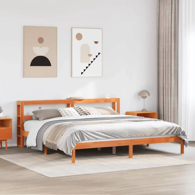 vidaXL Bedframe met hoofdbord massief grenenhout wasbruin 200x200 cm
