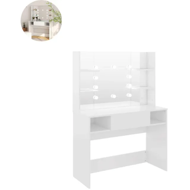 GranMaison Kaptafel met spiegel en verlichting - Make up tafel - Make up - Toilettafel - Met lades - Wit