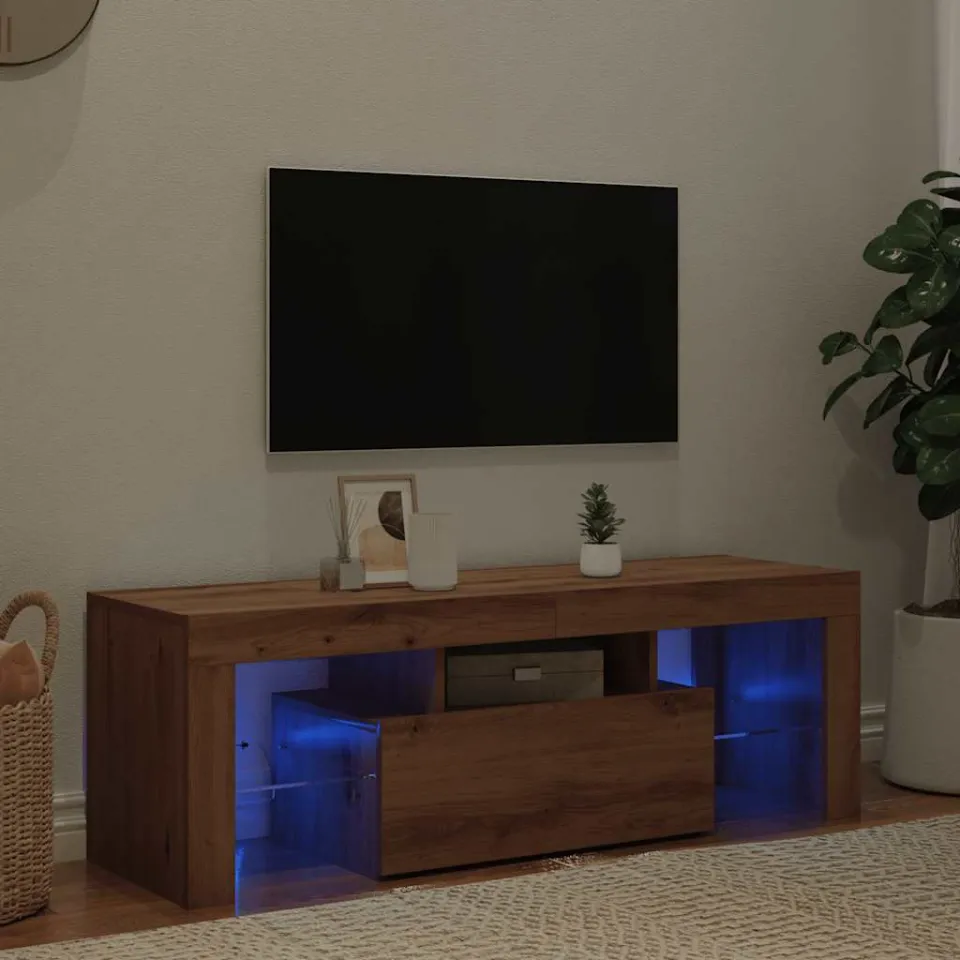 vidaXL Tv-meubel met LED 120x36,5x40 cm bewerkt hout artisanaal eiken, foto 3