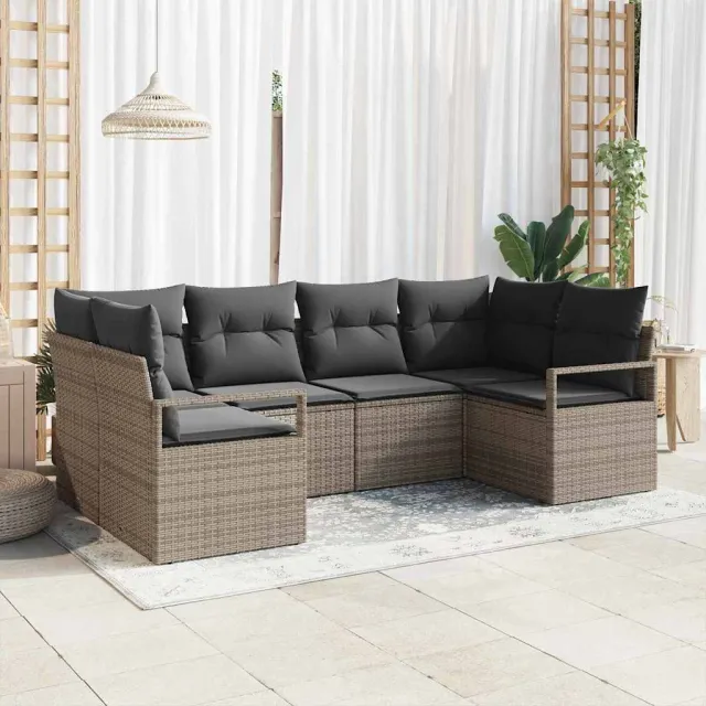 vidaXL Bankstel 6 st Grijs poly rattan, foto 2