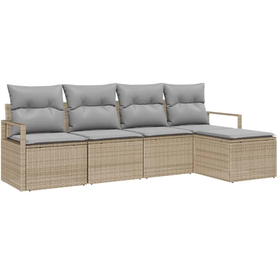 vidaXL Bankstel 5 st Beige poly rattan