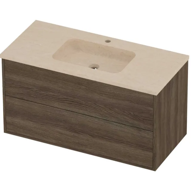 Proline Rollo Badmeubelset Hardsteen Elegant 100x46x54 cm Sand Stone Vital Oak Eiken