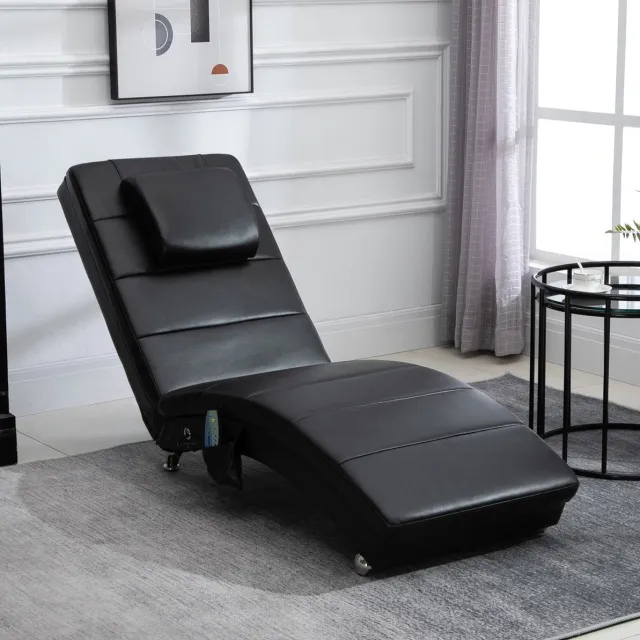 MODFU Chaise Longue - 8 Massagepunten - Zonder Armleuningen - Kunstleer - Zwart