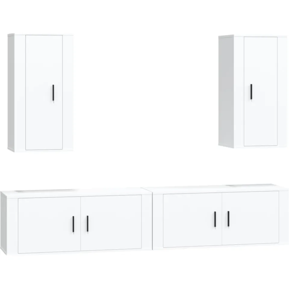 vidaXL 4-delige Tv-meubelset bewerkt hout wit, foto 3