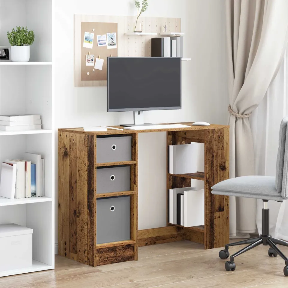 vidaXL Bureau Oudhout 100 x 40 x 75 cm Bewerkt hout bruin, foto 4