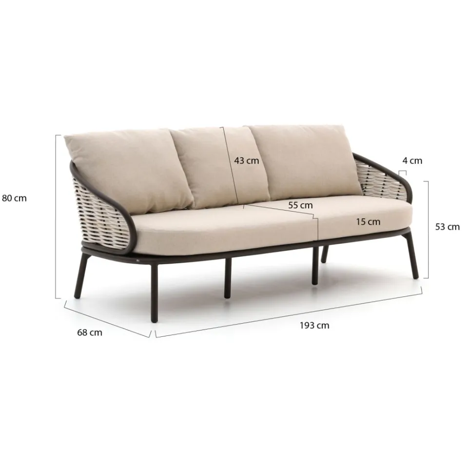 Apple Bee Pine Key/Tonga stoel-bank loungeset 5-delig 6-zits taupe, foto 2