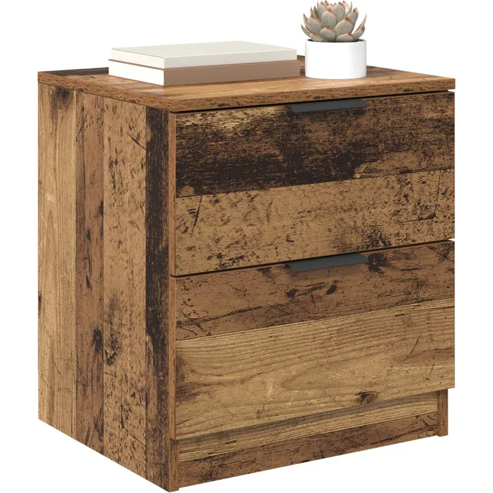 vidaXL Nachtkastje 2 st Oudhout 45 x 39 x 50cm Bewerkt hout Bruin
