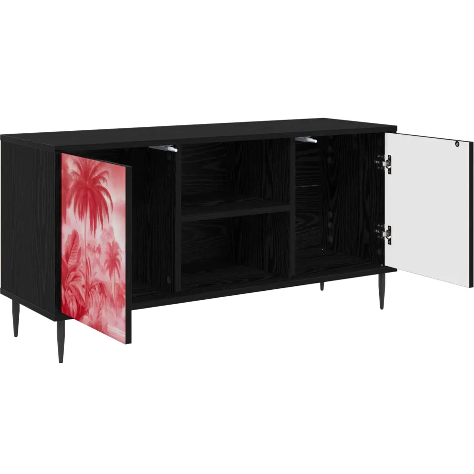 vidaXL Tv-meubel AACHEN 102 x 33 x 51 cm Zwart eiken Bewerkt hout