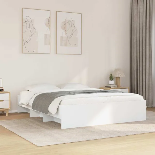 vidaXL Bedframe zonder matras 160x200 cm spaanplaat wit