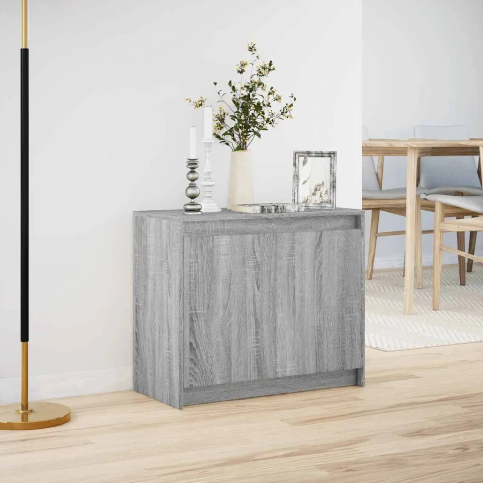 vidaXL Dressoir met LED 72x34x61 cm bewerkt hout grijs sonoma eiken, foto 2