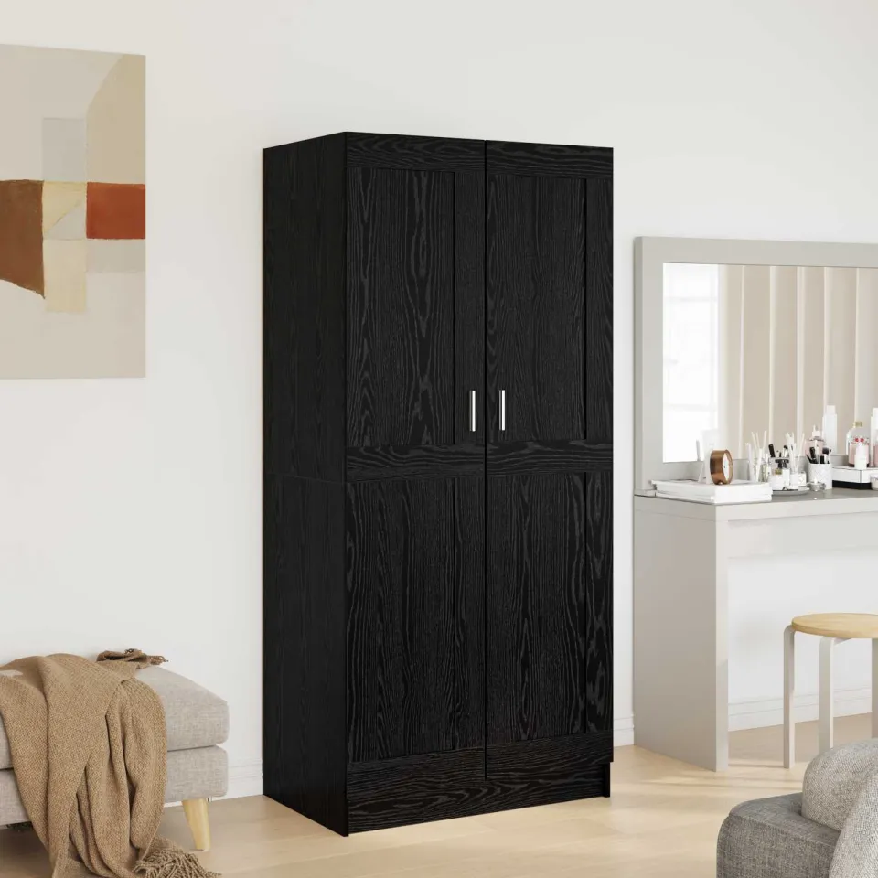 vidaXL Kledingkast Zwart Eiken 82,5 x 51,5 x 180 cm Bewerkt hout, foto 4