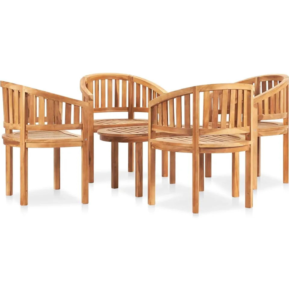 vidaXL 5-delige Loungeset banaanvormig massief teakhout bruin, foto 4