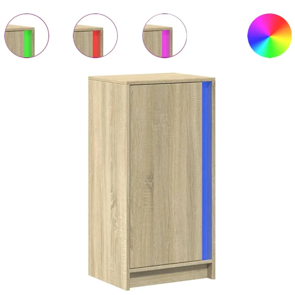vidaXL Dressoir met LED 42,5x34x85 cm bewerkt hout sonoma eikenkleurig, foto 3